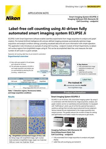 Đếm tế bào không nhuộm bằng hệ thống ECLIPSE Ji thông minh tự động