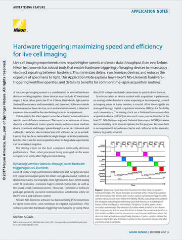 Hardware triggering maximizing speed and efficiency for live cell imaging b043d2b295ef57929ca14a8b6cb20560