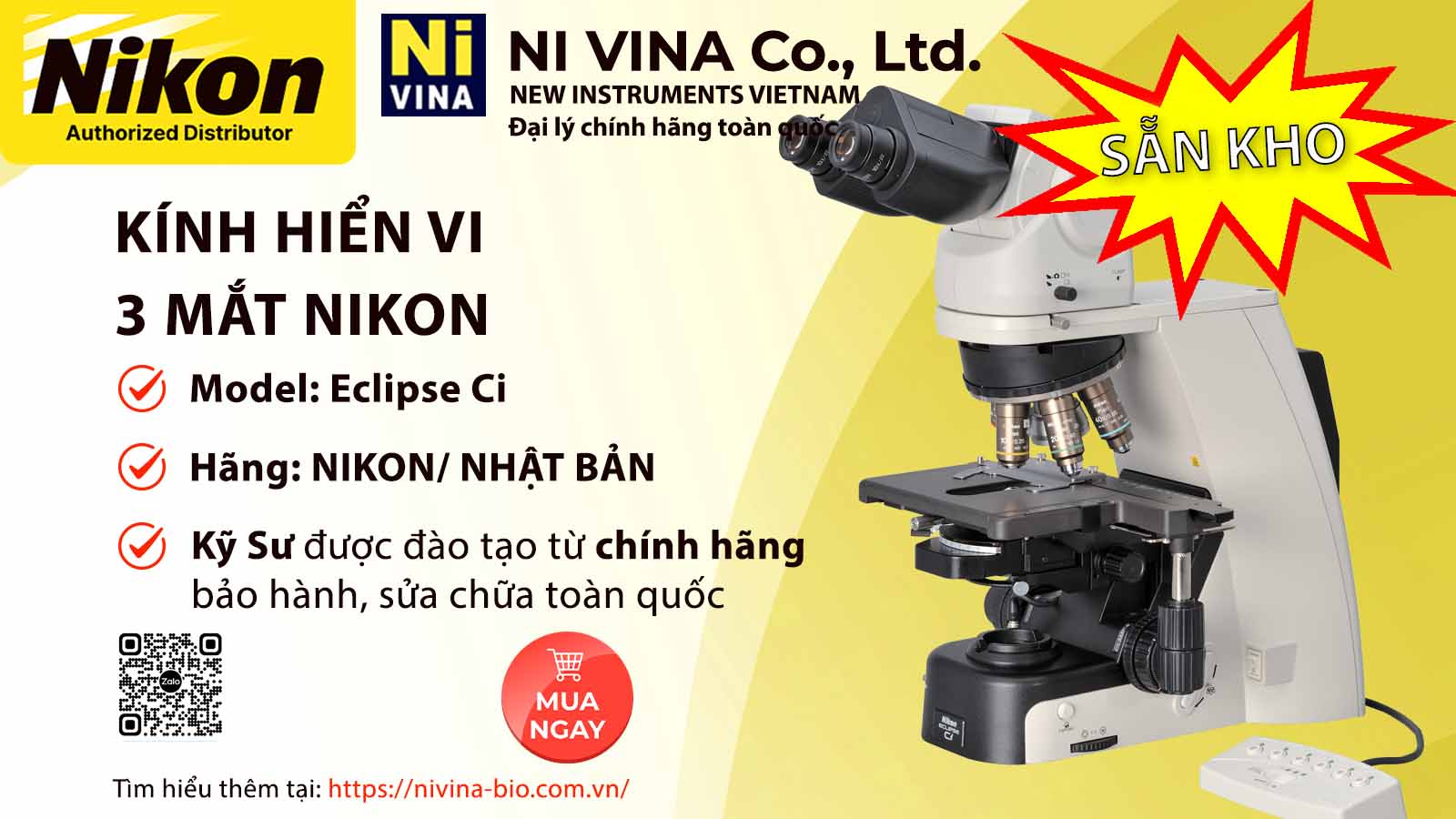 Kính hiển vi sinh học 3 mắt Eclipse Ci