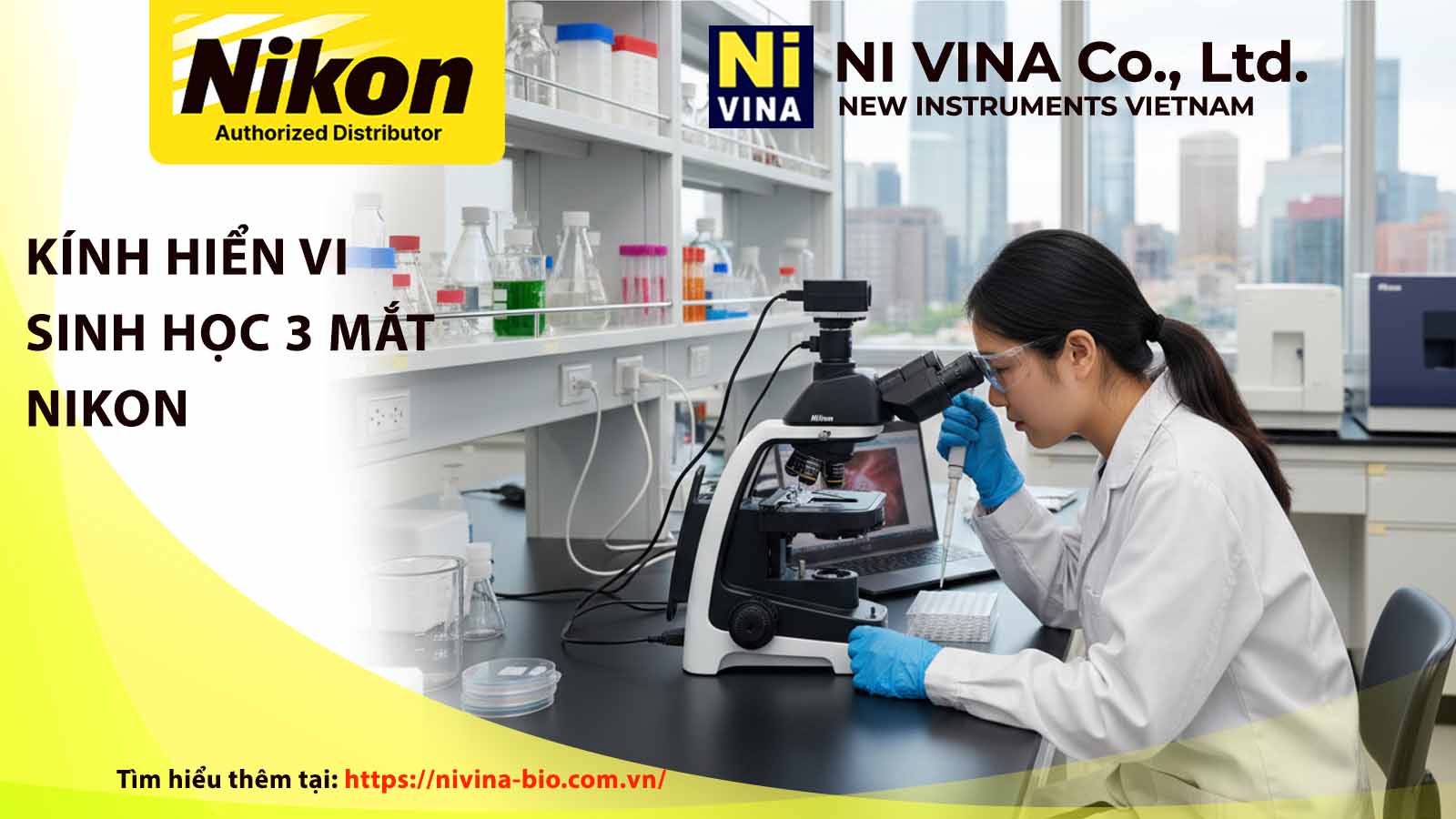 Kính hiển vi sinh học 3 mắt Nikon
